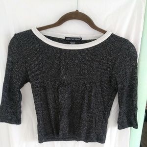 Black crop top with white collar